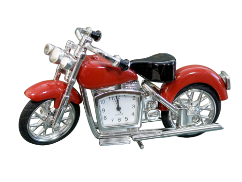 Zegar biurkowy motocykl chopper metalowy, prezent dla motocyklisty do gabinetu i biura.
