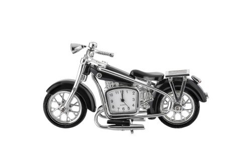 Metalowy motocykl z zegarkiem dla motocyklisty do biura i gabinetu