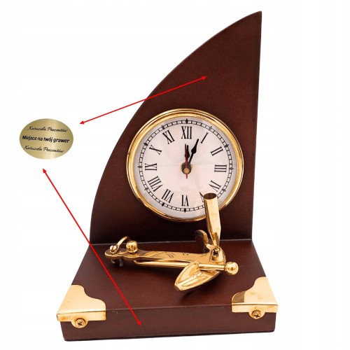 Marynistyczny zegar biurkowy z kotwicą dla żeglarza, przybornik do eleganckiego gabinetu