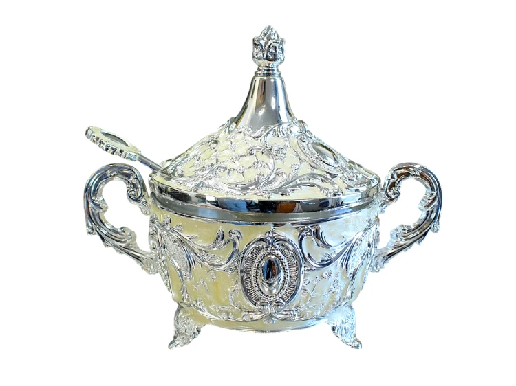 Cukierniczka platerowana srebrem z pokrywką do kawy, herbaty i deserów