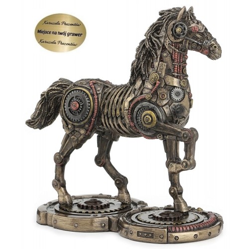 Mechaniczny koń na trybach figurka steampunk Veronese na prezent
