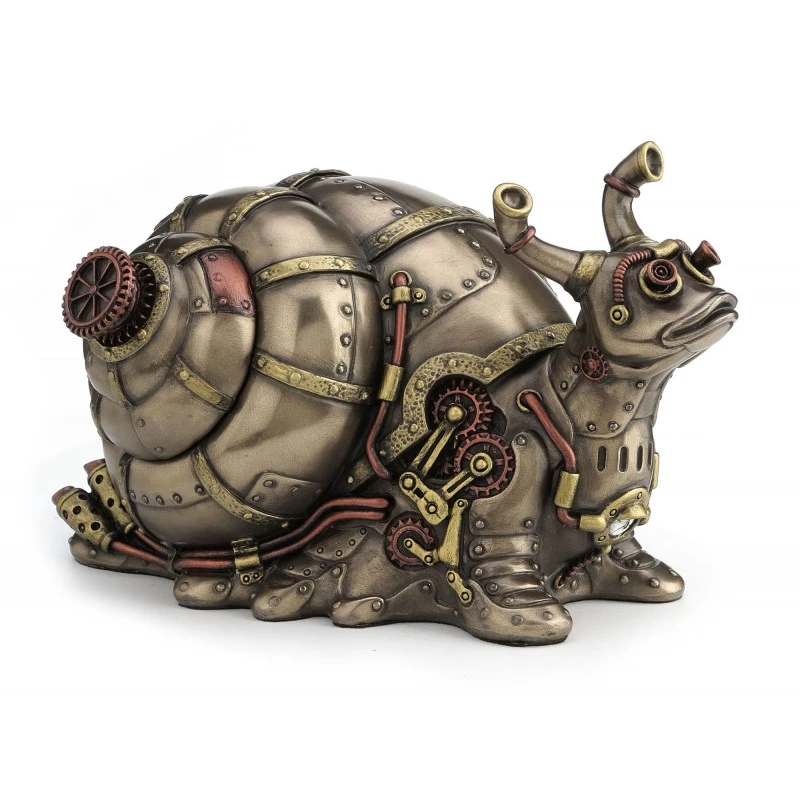 Steampunkowa szkatułka ślimak z tajnym schowkiem, zabawny prezent dla fana mechanicznych dekoracji retro