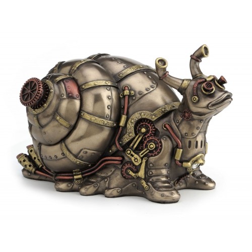 Steampunkowa szkatułka ślimak z tajnym schowkiem, zabawny prezent dla fana mechanicznych dekoracji retro