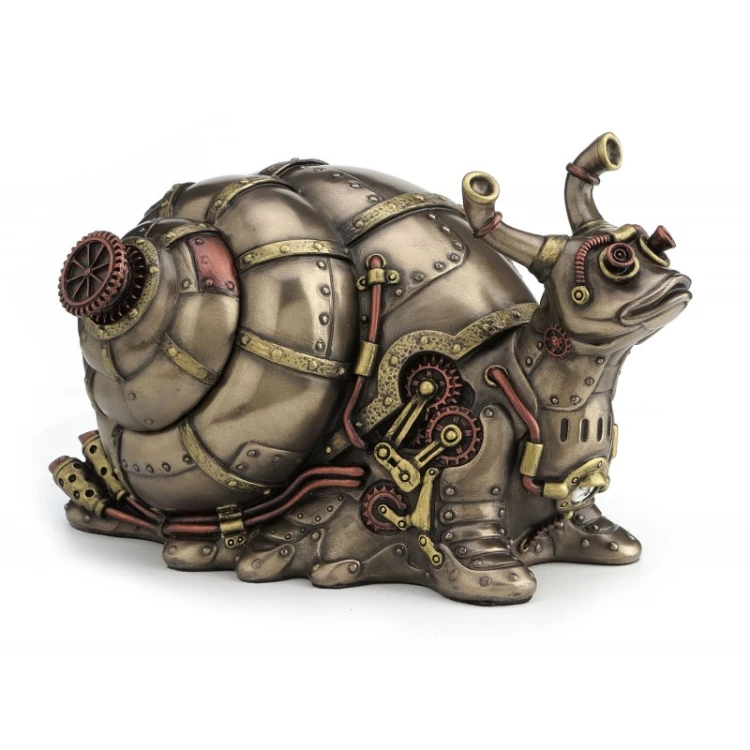 Steampunkowa szkatułka ślimak z tajnym schowkiem, zabawny prezent dla fana mechanicznych dekoracji retro