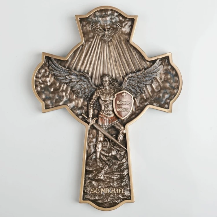 Religijny krzyż ścienny z Archaniołem Michałem dla spadochroniarza, wojskowego, policjanta i żołnierza