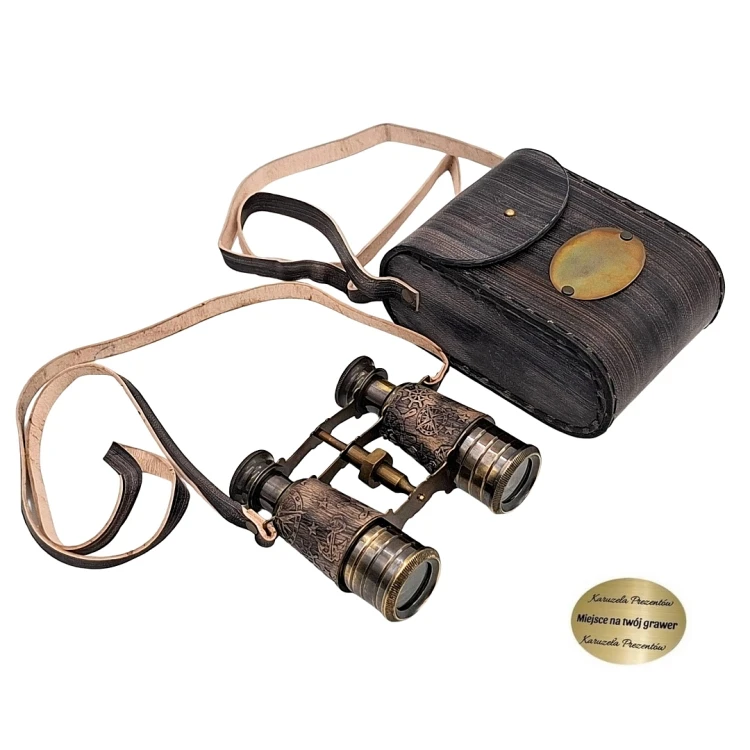 Lornetka retro ze skórzanym paskiem i etui to stylowy gadżet dla miłośnika podróży, żeglarstwa i historii.