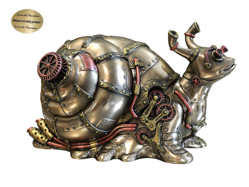 Steampunkowa szkatułka ślimak z tajnym schowkiem, zabawny prezent dla fana mechanicznych dekoracji retro