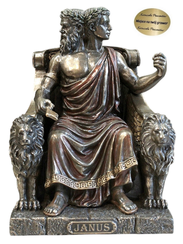 Figurka Janusa Veronese z dwiema twarzami i pochodnią dla miłośnika antyku, historii Rzymu i mitologii