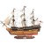 Model żaglowca HMS Victory z dekoracyjnym dziobem, kotwicami i rozbudowanym olinowaniem okrętu