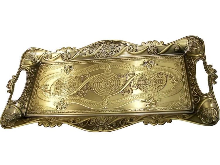 złota taca mosiądzowana na prezent