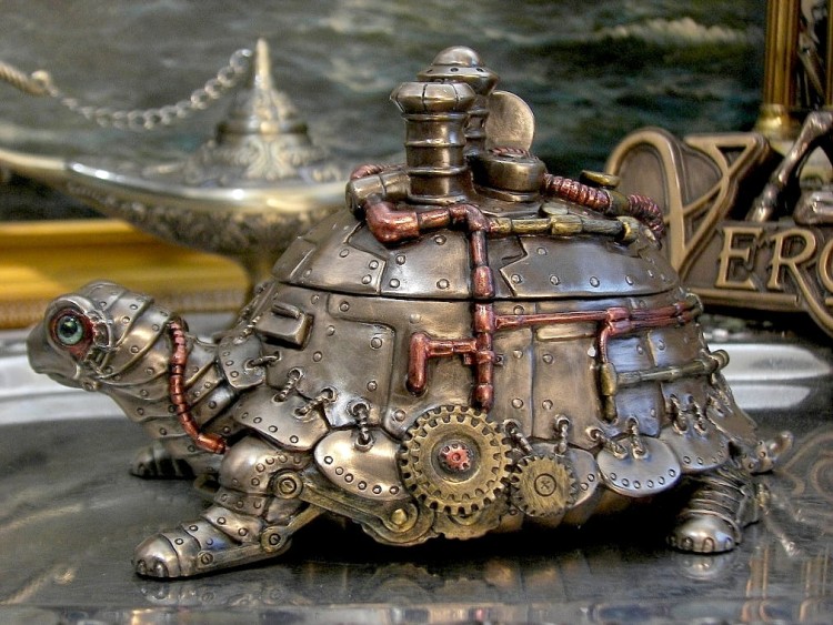 niezwykła szkatułka żółw steampunk na prezent