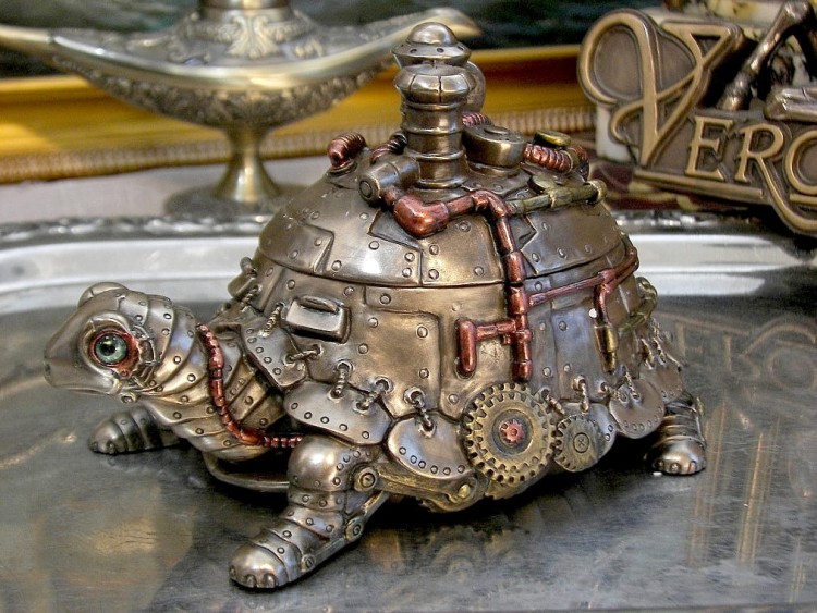 cudowna szkatułka steampunk żółw na prezent