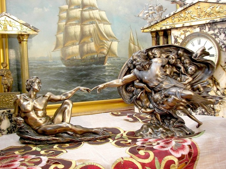 stworzenie adama, fresk, michał anioł, kaplica sekstyńska, watykan, sztuka, arcydzieło, papież, jahwe, cherubiny, anioły, ewa, stary testament, religia, chrześciaństwo, veronese, figurki, akt, akt męski, bóg,
