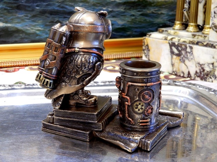 sowa aeronauta w stylu steampunk przybornik