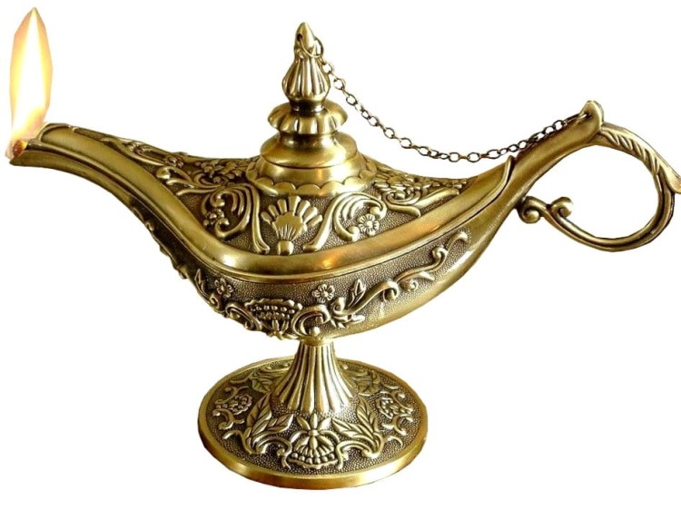 złota lampa Alladyna z dedykacją na prezent