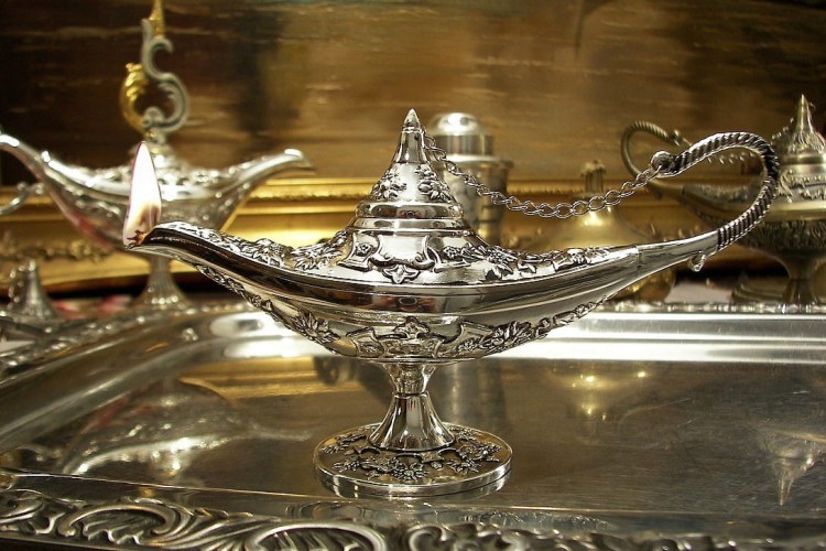 lampka Alladyna posrebrzana na olej