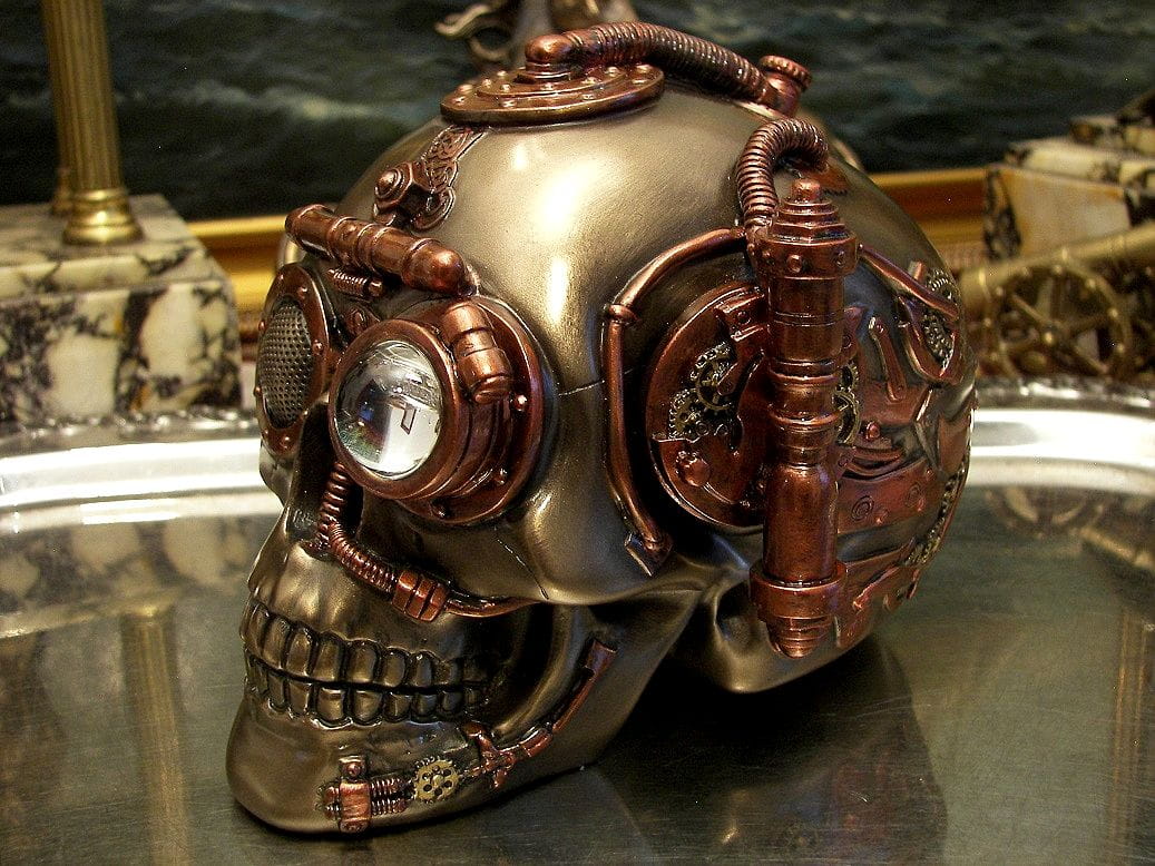 czaszka szkatułka steampunk