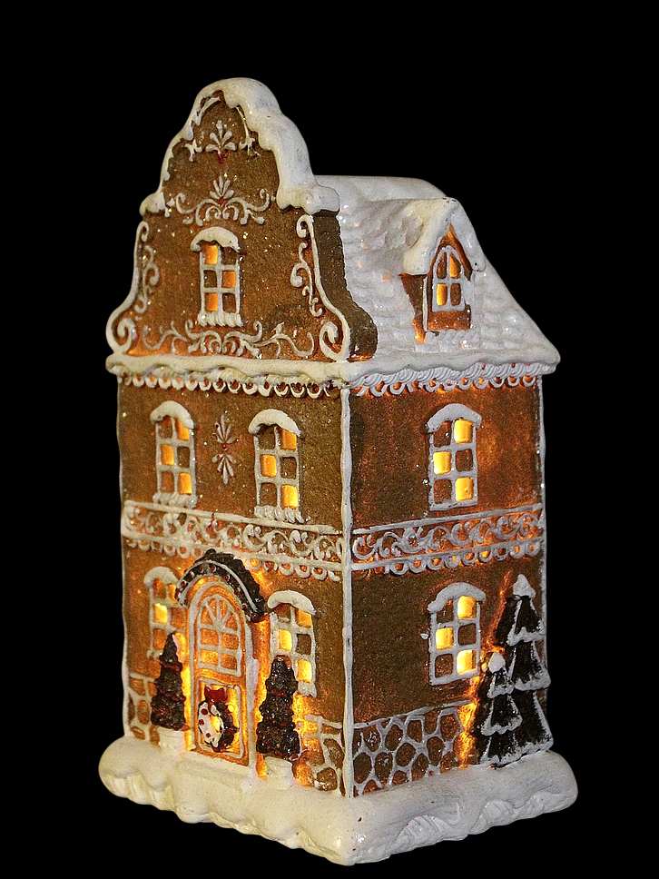 Świąteczny domek piernikowy z oświetleniem LED dekoracja do domu dla rodziny